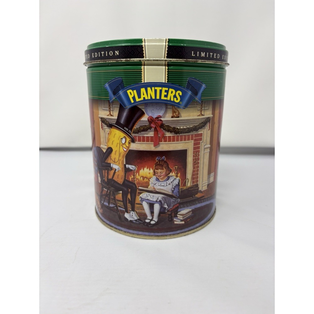 Vintage Planters Peanuts Nuts Green Tin 1997 Limited Edition Peanut Man Holiday